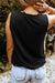 Black solid slim fit v-neck tank top