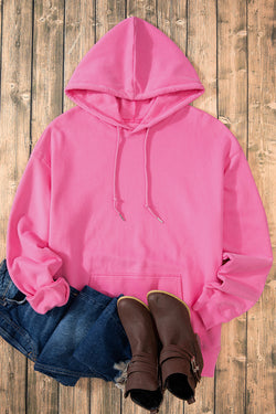 Bonbon Fleece Lined Drawstring Hoodie with Kangaroo Pocket