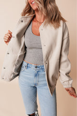 Blouson aviateur beige avec poches et col baseball-A WOMAN WE LOVE