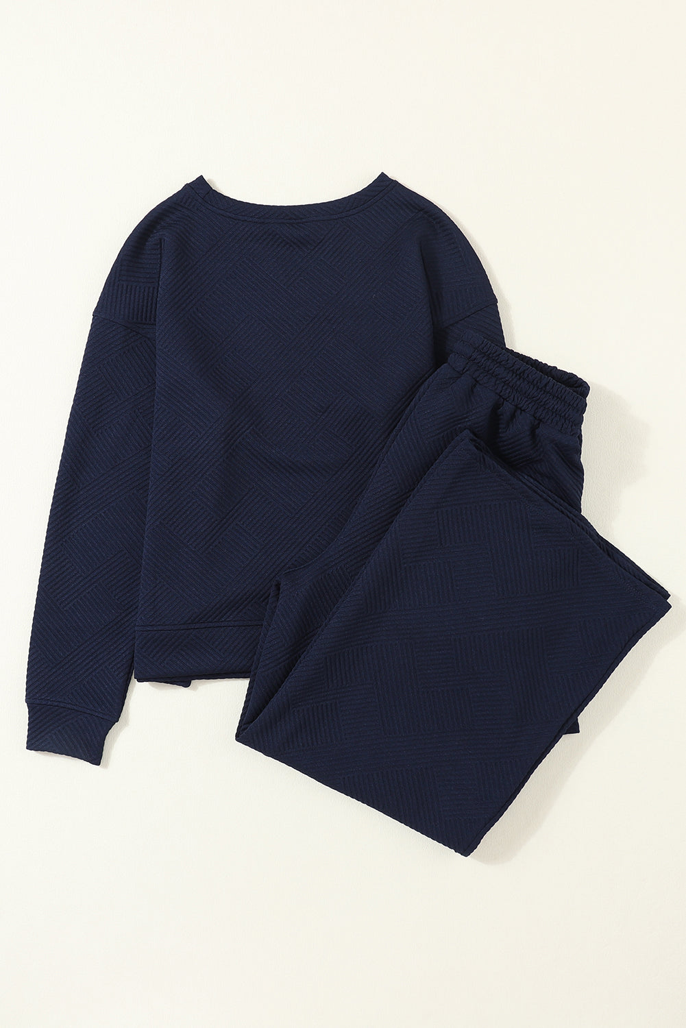 Navy Blue Ultra lose strukturierte 2pcs Slouchy Outfit