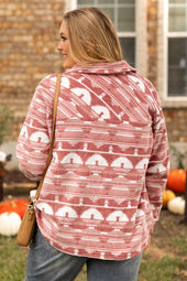 Rose - Long jacket with Aztec print and large chest pocket