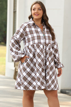 White fluid shirt with puffy tiles and sleeves