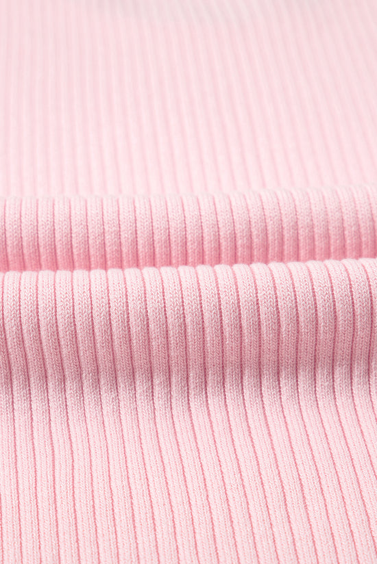 Pink tank top in U in ribbed knit *