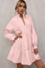 Ruffled pink dress and long -sleeved collar long collar