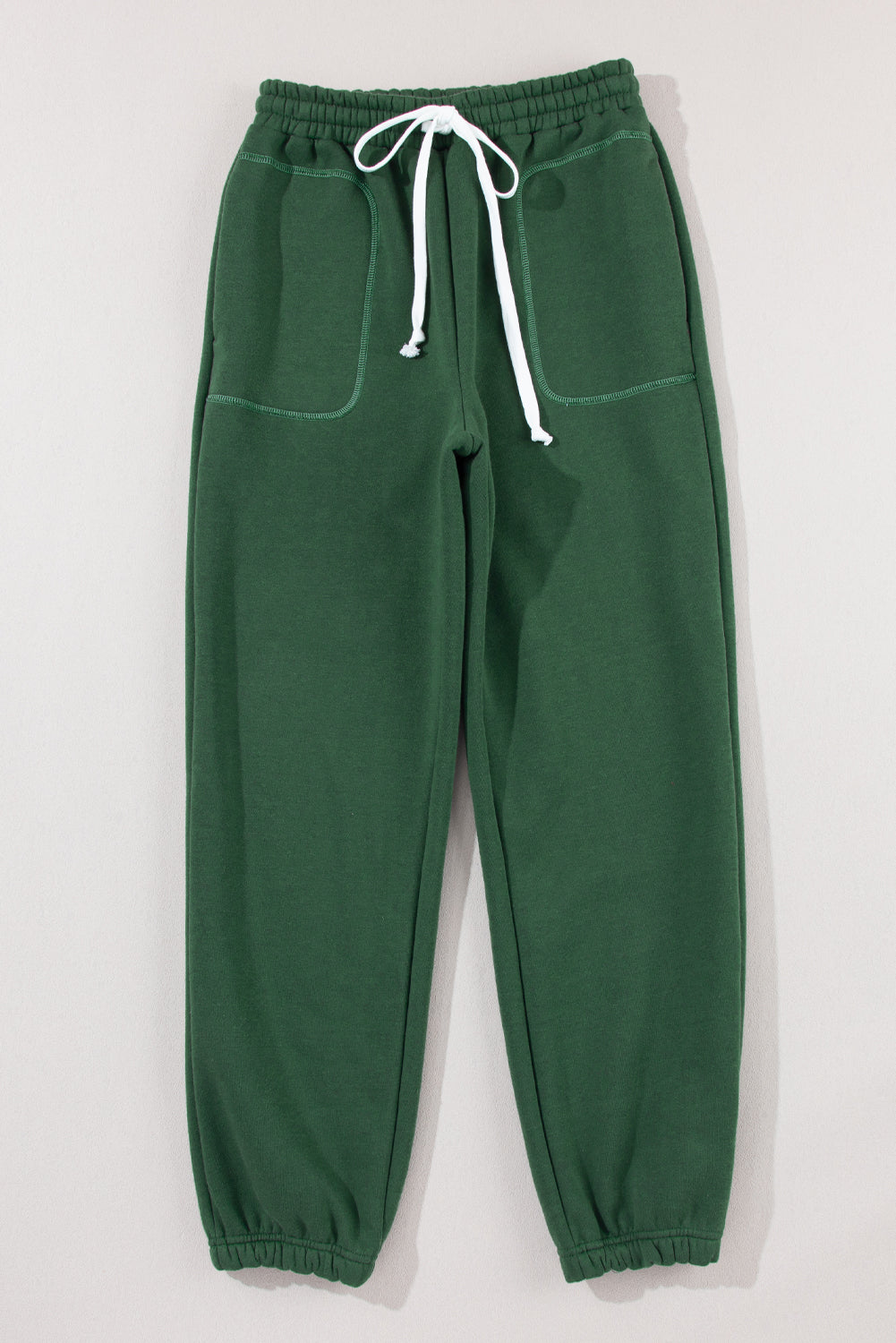 Pantalon de jogging décontracté à taille avec cordon de serrage vert brume