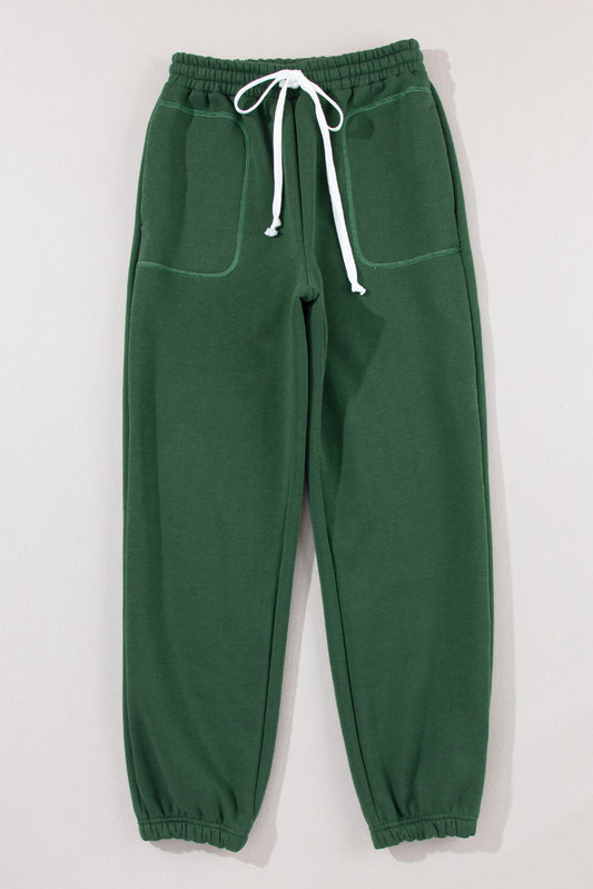 Pantalones jogger casuales con cordón en la cintura verde niebla