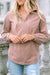 Apricot Ribbed Texture Half-Zip Crew Neck Sweatshirt