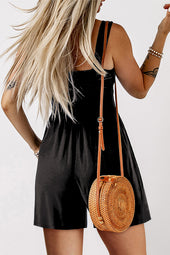 Smoke sleeveless black -free barboter with pockets with pockets