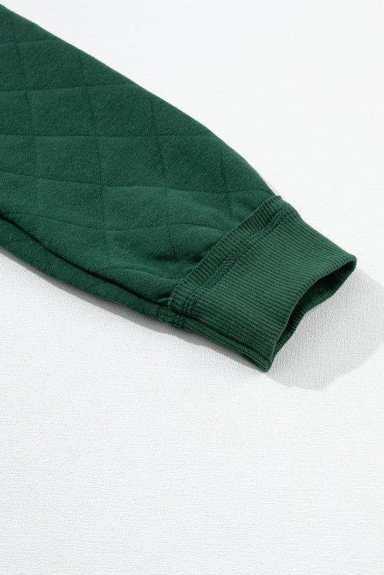 Blackish Green Quilted Seam Hoodie