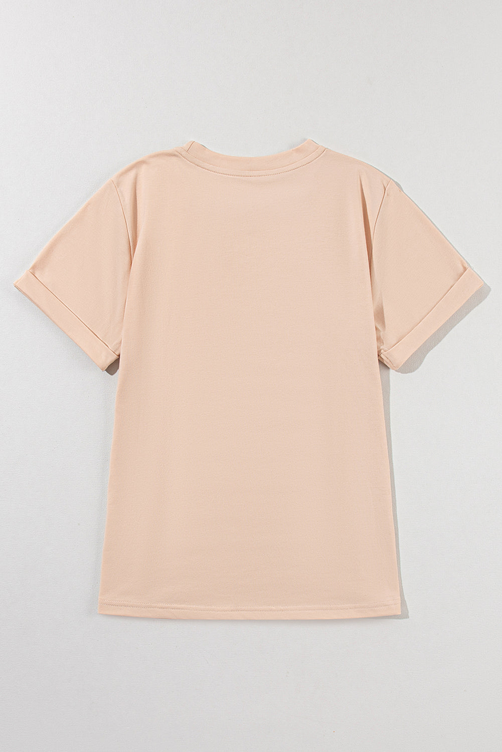 T-shirt décontracté uni à col rond kaki