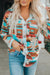 Long sleeve shirt with buttoned pocket and multicolored aztec print