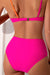 Bikini swimsuit bikini twisted patchwork 2 tones red pink