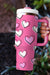 Tasse Thermos Imprimée Coeur Rose Rouge Saint Valentin avec Poignée 40oz