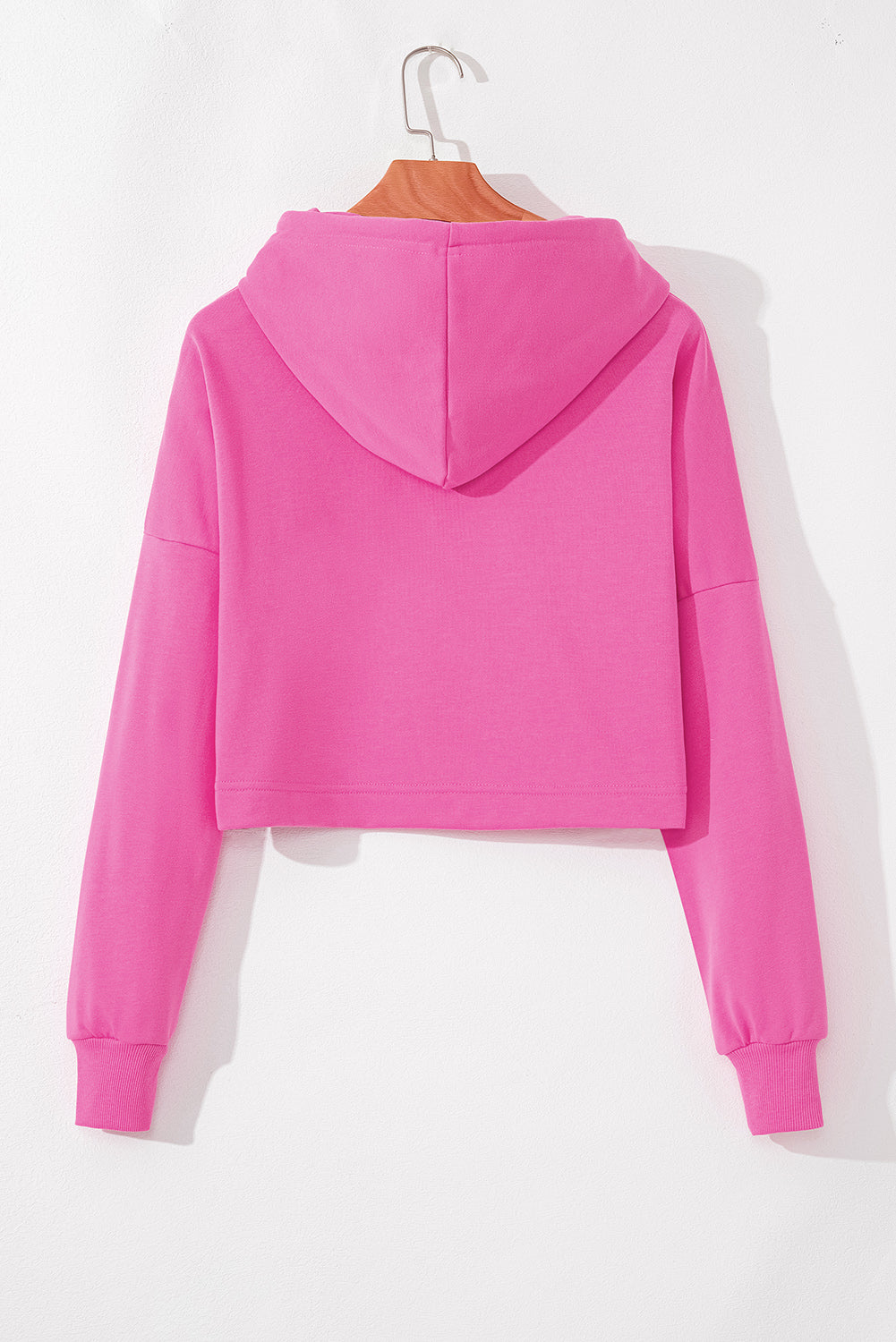 Sachet Plain Pink Drawstring Cropped Hoodie