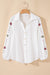 White shirt in patchwork with eyelets and puffy sleeves *