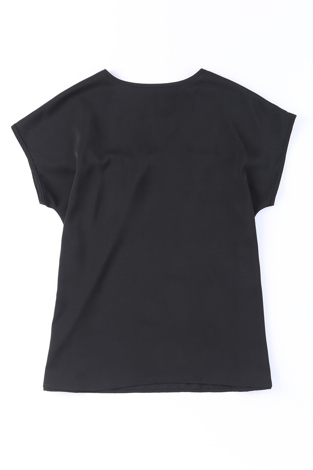 Blouse à manches courtes brodées géométriques noires