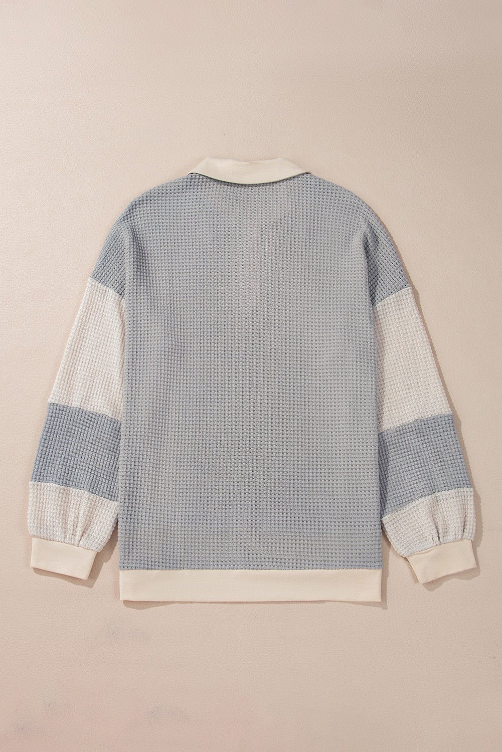 Khaki Textured Henley Top with Color Block Collar