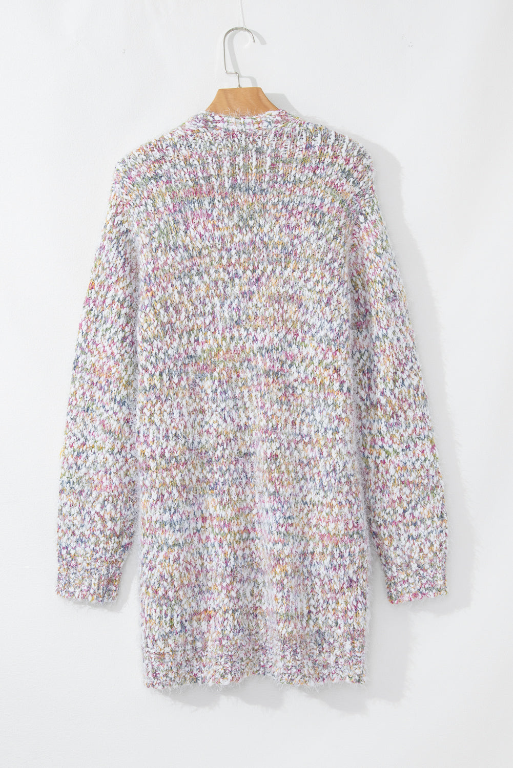 Yellow multi-colored confetti open front knit cardigan