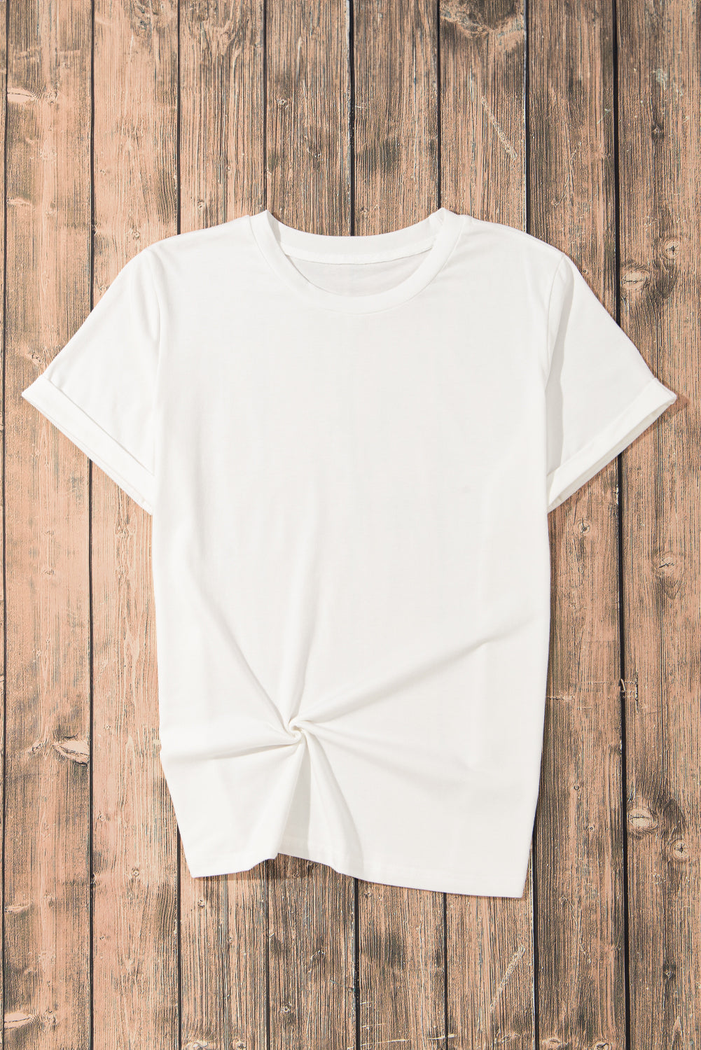 T-shirt blanc décontracté uni à col rond