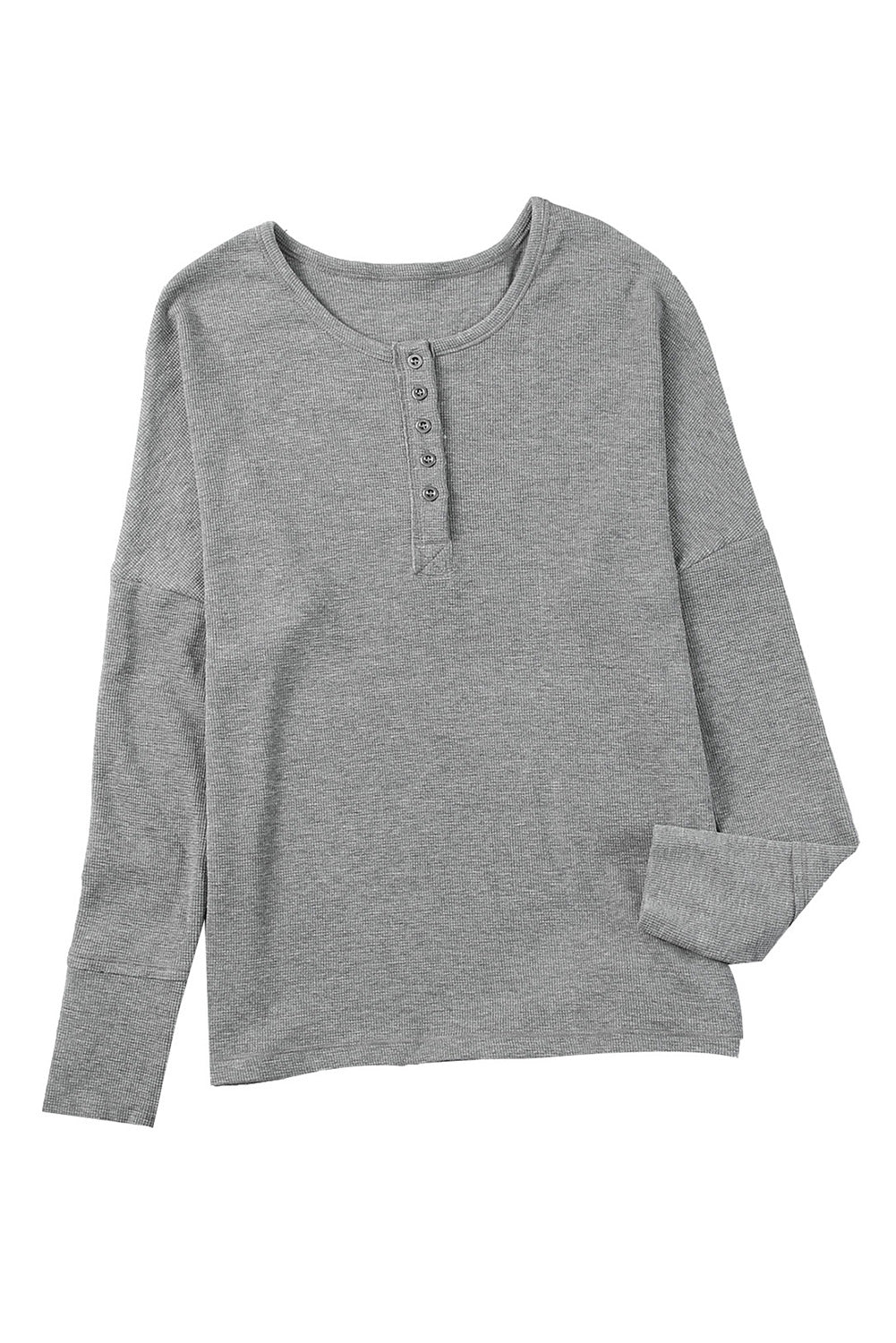 Haut Henley en tricot gaufré gris