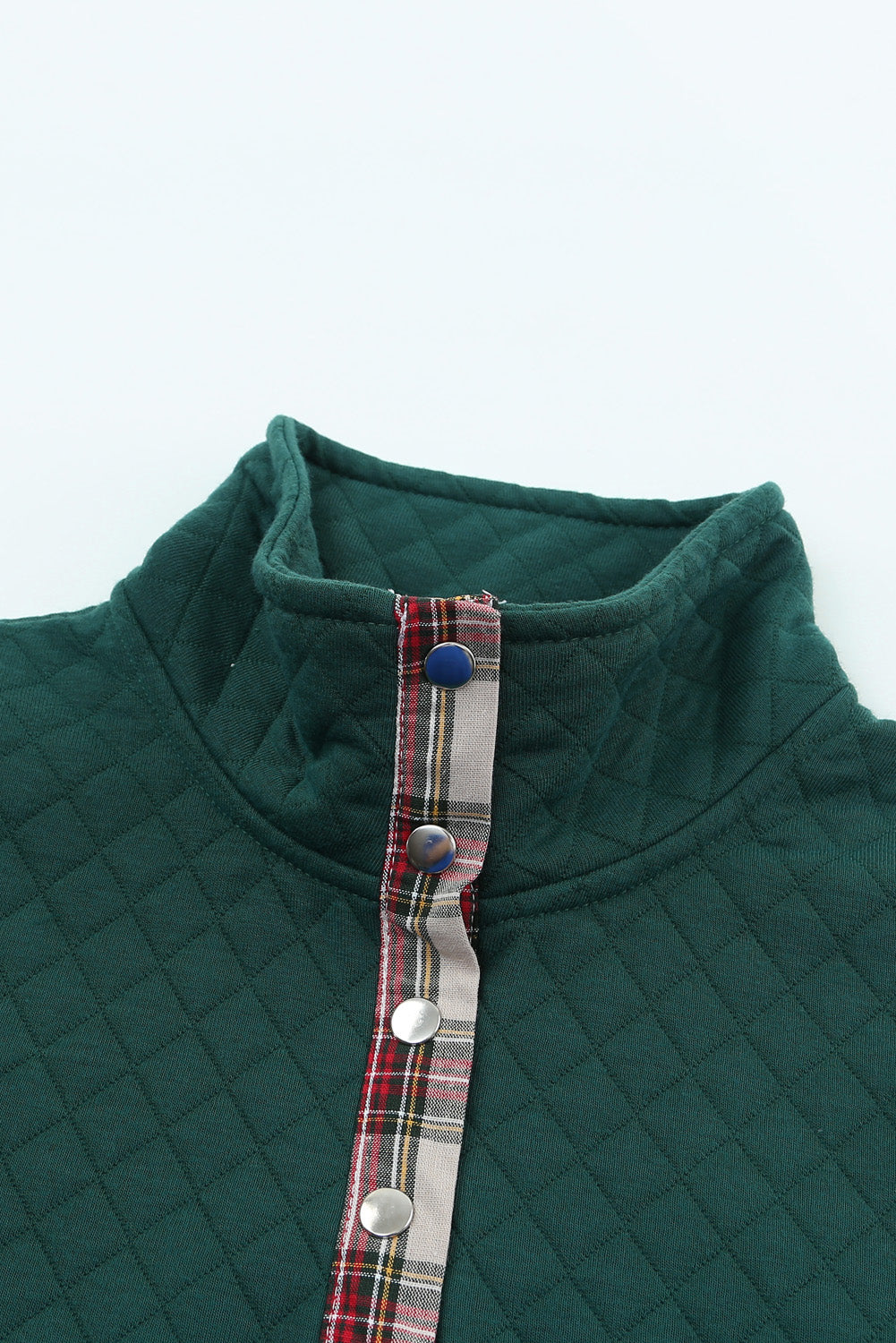 Sweat-shirt Green Geometric Texture Plaid Trim