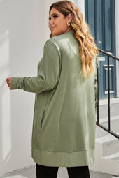 Plus Size Green Knit Cardigan with Snap Front