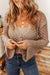 Smoke Grey Pointelle Knit V-Neck Buttoned Cropped Cardigan