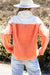 Orange Color Block Sherpa Half Zip Mock Neck Sweatshirt