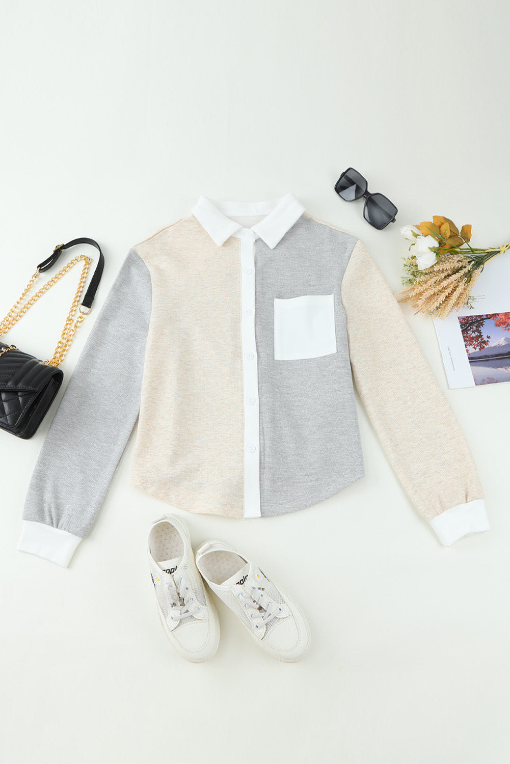 Chemise en tricot color block à bordures contrastées-A WOMAN WE LOVE
