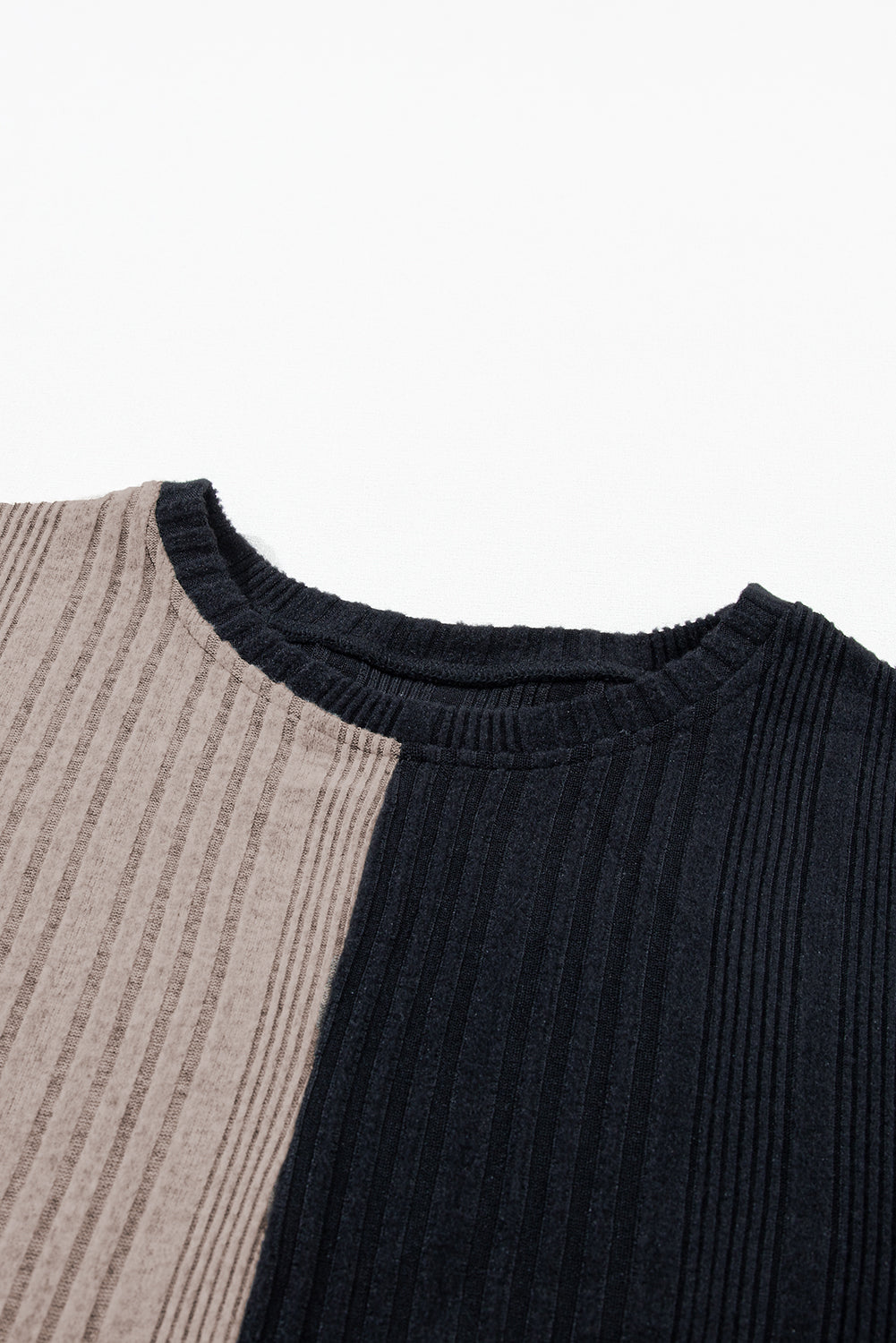 Black Colorblock Textured Knit Top