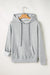 Hooded hoodie with tightening lined in fleece of light gray colored with pocket