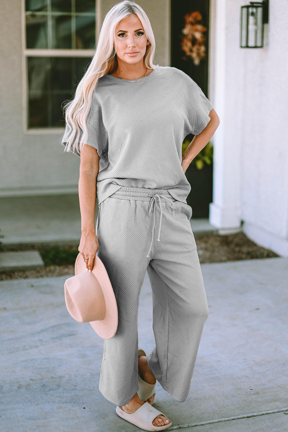 Ensemble t-shirt coupe ample texturé gris *-A WOMAN WE LOVE