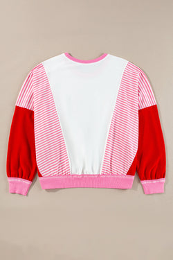 Sweet-shirt with batchwork rose pink