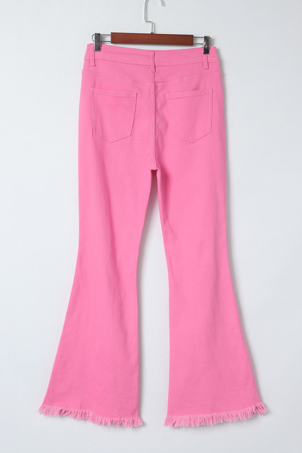 Jeans de dobladillo de pierna rosa de cintura rosa de cintura vintage