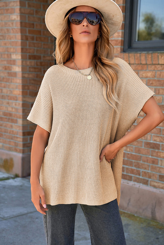 Short -sleeved loose sleeve and side slit