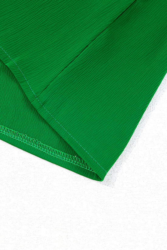 Sleeve buttoned shirt fluid balloon, dark green solid green tied on the front