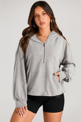 Sudadera con capucha de gran tamaño gris claro con bolsillo canguro y semi-brightness
