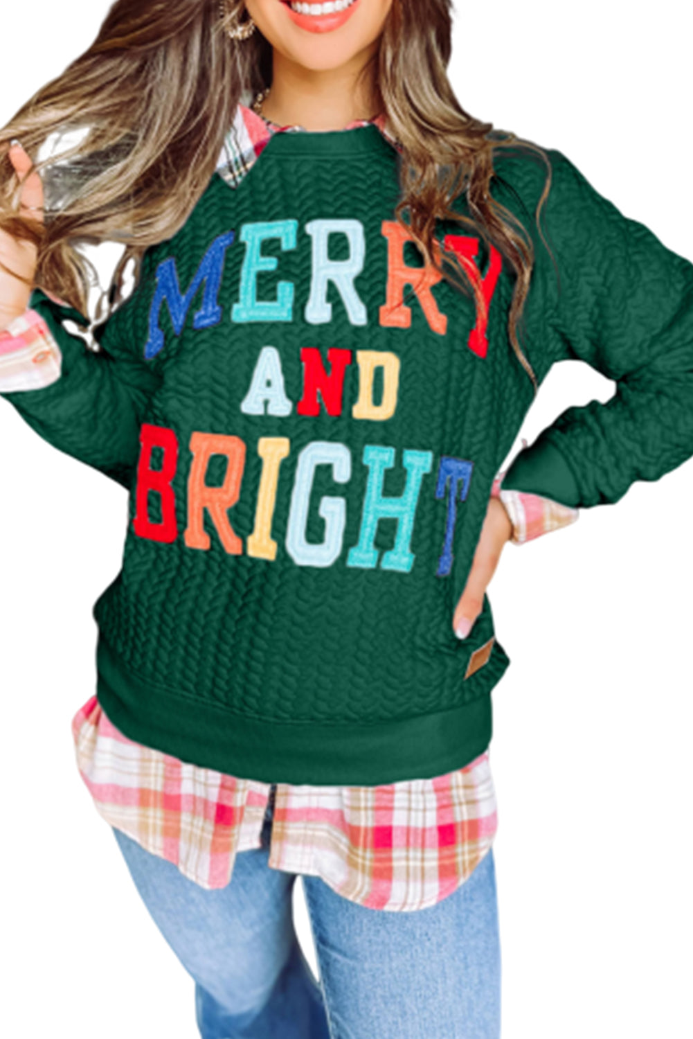 Green nerastro Merry e luminoso Felpa pullover per cavi per cavi