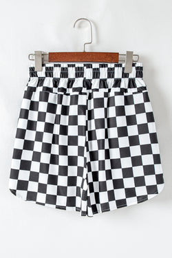 Decatracted shorts high waist with black checkered print *