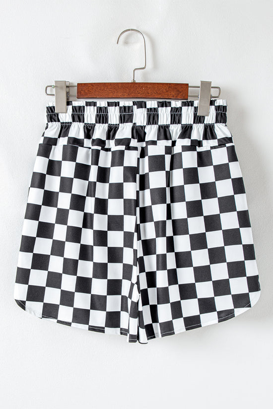 Decatracted shorts high waist with black checkered print *