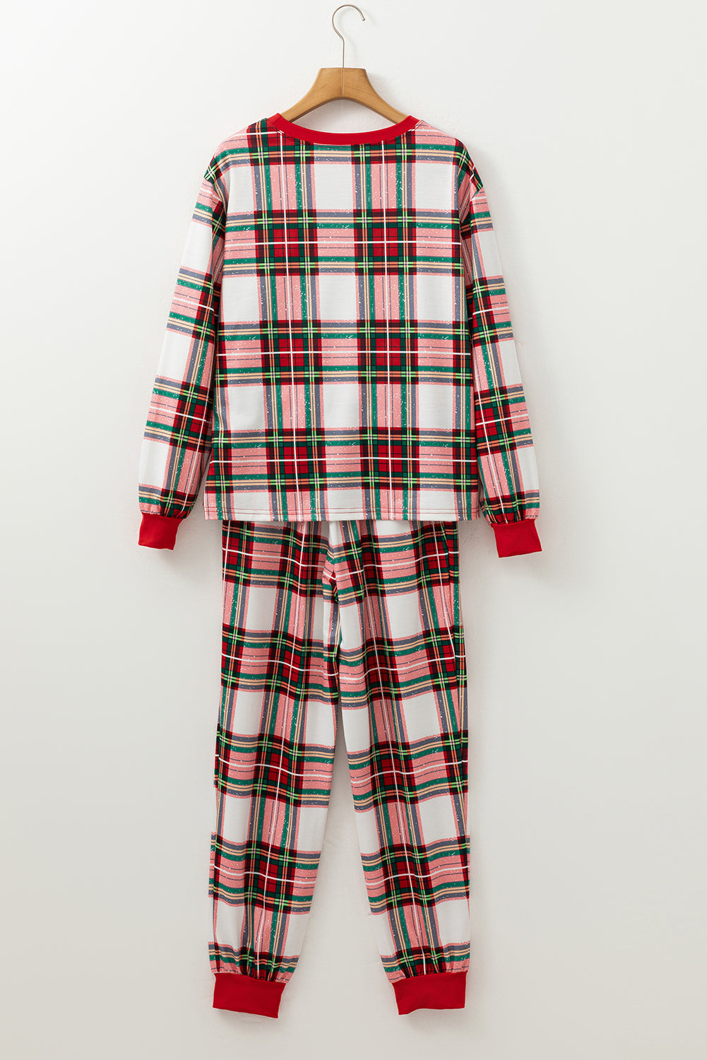 Ensemble de salon rouge avec haut et pantalon à carreaux de Noël-A WOMAN WE LOVE