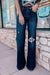 High -waisted jeans torn high and blue sarcelle blue bell real