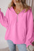 Bonbon Fleece Lined Loose Fit Half Zip Hoodie with Kangaroo Pockets