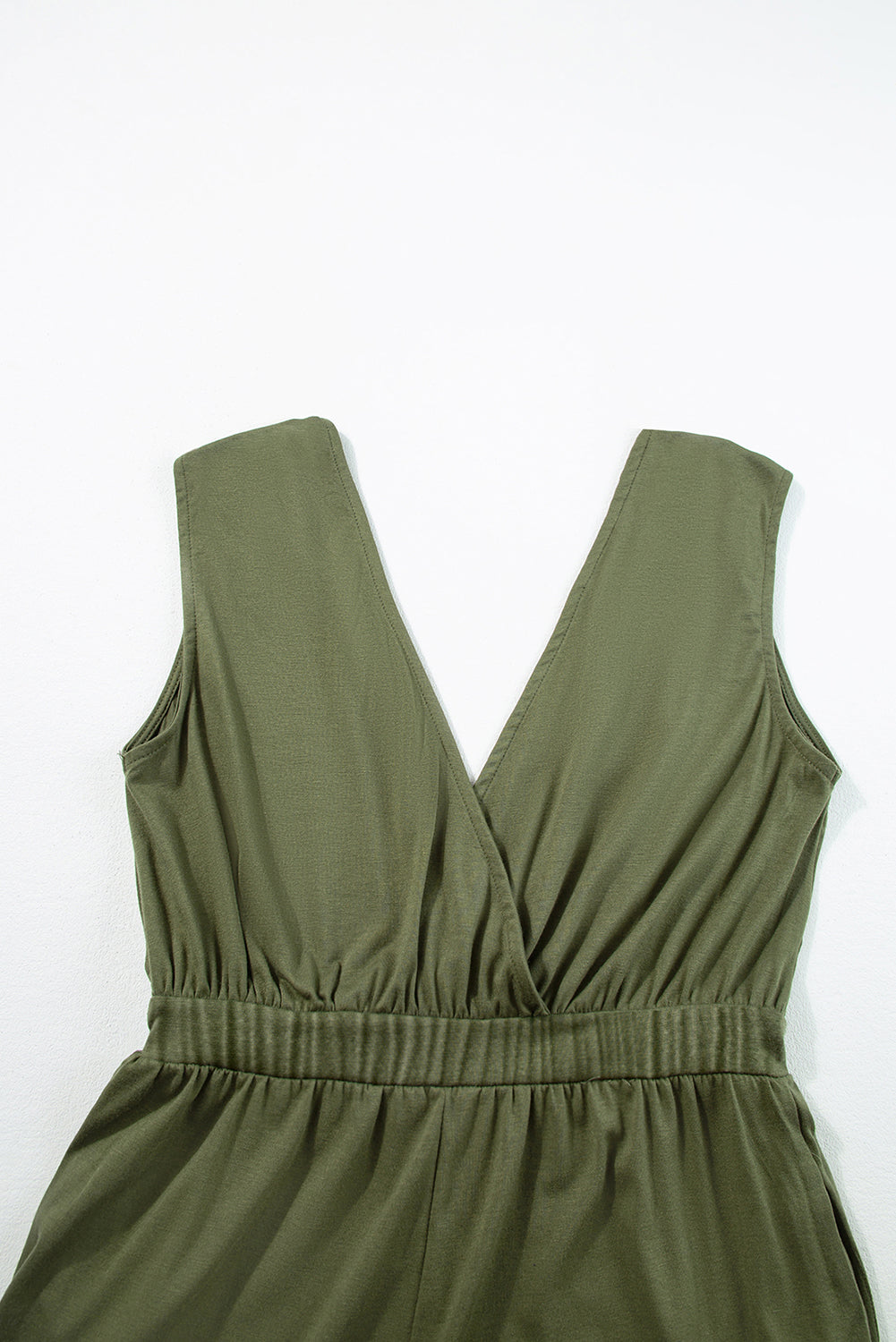 Jungle Green Deep V plissé Crisscross Ligne large Jumps à saut