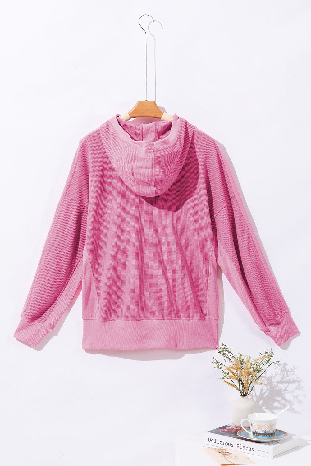 Chaqueta con capucha con cremallera completa rosa gafe termal