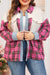 Red Patchwork Plaid Print Waffle Knit Shirt Plus Size