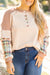 Parchment Plus Size Plaid Patchwork Layered Henley Top