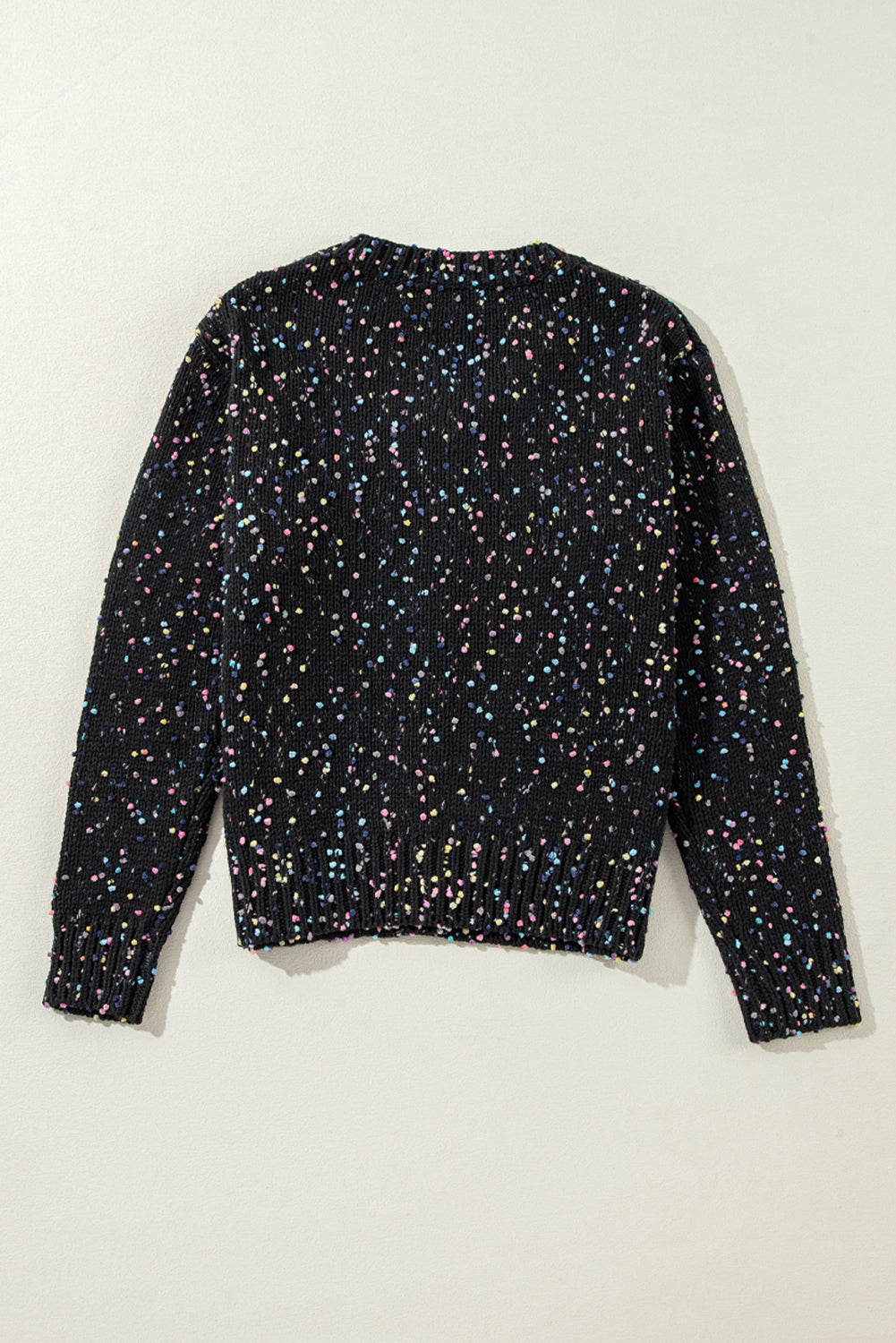 Cardigan pull à confettis multicolores à décor de strass noir