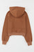 Brown hoodie with kangaroo pocket and quarter-turn zip