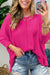 Red Pink Textured Center Seam Long Sleeve Split Top